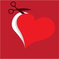 Heart scissors cutout vector