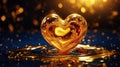 Ethereal Golden Heart Embrace. Generative  AI Royalty Free Stock Photo