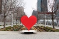 Heart Sculpture at Gantry Plaza State Park in Long Island City Queens