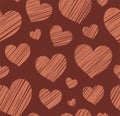 Heart, seamless background, chocolate, vector. Royalty Free Stock Photo
