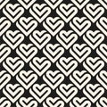 Heart seamless geometric pattern, endless texture. Monochromes striped hearts on white background. Vector