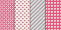 Heart seamless pattern background. Set of different patterns for wrapper, holiday prints, wallpaper, scrapbook, wedding