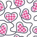 Heart seamless pattern. Check cute hearts. Background checked scottish style. Repeated checks pattern. Repeating love patern for d