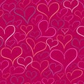 Heart Seamless Pattern Design with Outline Hearts