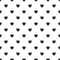 Heart seamless pattern, endless texture. Black hearts on white background, Royalty Free Stock Photo