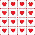 Heart seamless pattern, endless texture. Red hearts on white background, vector illustration. Valentine`s Day Pattern. Royalty Free Stock Photo