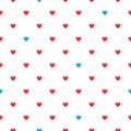 Heart seamless pattern, endless texture. Red hearts on white background, vector illustration. Valentine`s Day Pattern. Royalty Free Stock Photo