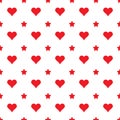 Heart seamless pattern, endless texture. Red hearts on white background, vector illustration. Valentine`s Day Pattern. Anniversary Royalty Free Stock Photo