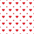 Heart seamless pattern, endless texture. Red hearts on white background, vector illustration. Valentine`s Day Pattern. Anniversary Royalty Free Stock Photo