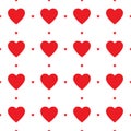 Heart seamless pattern, endless texture. Red hearts on white background, vector illustration. Valentine`s Day Pattern. Royalty Free Stock Photo