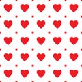 Heart seamless pattern, endless texture. Red hearts on white background, vector illustration. Valentine`s Day Pattern. Anniversary Royalty Free Stock Photo