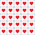 Heart seamless pattern, endless texture. Red hearts on white background, vector illustration. Valentine`s Day Pattern. Anniversary Royalty Free Stock Photo