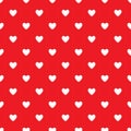 Heart seamless pattern, endless texture. White hearts on red background, vector illustration. Royalty Free Stock Photo