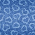 Heart seamless pattern. Indigo shibori denim background. Repeated fade jean printing. Repeating blue distress design for prints. F