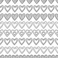 Heart seamless pattern. Love digital paper. Black and white
