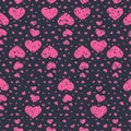 Heart seamless pattern for package and holiday anniversary wedding, grunge texture scratch fading