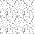 Heart seamless pattern. Repeating line hearts. Elegant love background. Repeated patern design wedding prints. Cute romantic