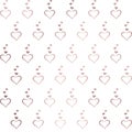 Heart seamless pattern in rose gold, transparent background