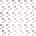 Heart seamless pattern in rose gold, transparent background