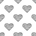 Heart seamless pattern sketch vector Royalty Free Stock Photo