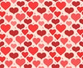 Heart seamless pattern for Valentines day, Wedding, Mothers day card. Doodle red pink illustration.