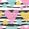 Heart seamless pattern. Vector love illustration. Strip, zebra. Valentine`s Day. Wedding, scrapbook, gift wrapping paper, textile Royalty Free Stock Photo