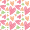 Heart seamless pattern. Vector love illustration. Valentine`s Day, Mother`s Day, wedding, scrapbook, gift wrapping paper