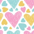 Heart seamless pattern. Vector love illustration. Valentine`s Day, Mother`s Day, wedding, scrapbook, gift wrapping paper, textil