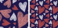 Heart seamless pattern. Vector love illustration. Valentine`s Day, wedding. Scrapbook, gift wrapping paper, textile. Doodle sketc