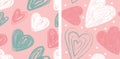 Heart seamless pattern. Vector love illustration. Valentine`s Day, wedding. Scrapbook, gift wrapping paper, textile. Doodle sketc