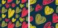 Heart seamless pattern. Vector love illustration. Valentine`s Day, wedding. Scrapbook, gift wrapping paper, textile. Doodle sketc