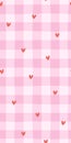 Heart seamless pattern vector with red confetti on pink gingham background. Vertical vichy check style for mobile wallpaper Royalty Free Stock Photo