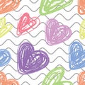 Heart seamless pattern. Wavy line. Vector love illustration. Valentine`s Day, wedding, scrapbook, gift wrapping paper Royalty Free Stock Photo