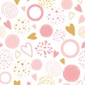 Heart seamless pink pattern heart ornament decorated pink hand drawn round shapes Pyjama print