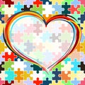 Heart on seamless puzzle background Royalty Free Stock Photo