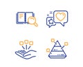 Heart, Search book and Consolidation icons set. Pyramid chart sign. Star rating, Online education, Strategy. Vector