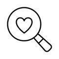 Heart search icon. Heart under magnifying glass. love search