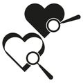 Heart search icon. Love find icon. Vector illustration. EPS 10.
