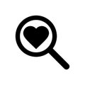 Heart search icon. One of set web icons