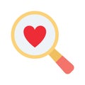 Heart search icon. Heart under magnifying glass. love search