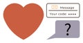 Heart, Security Code, and Speech Bubble with Question Mark for Communication and Authentication Royalty Free Stock Photo
