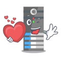 With heart server data in the cartoon shape Royalty Free Stock Photo
