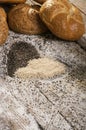 Heart of sesame seeds with bread buns Royalty Free Stock Photo