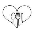 Heart with set cutlery