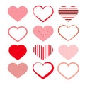 Heart Set. Red Valentine Symbols. Royalty Free Stock Photo