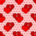 Heart sex pattern seamless. love intercourse background. Hearts reproduction texture