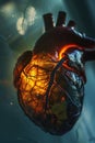 Heart shadowed by cholesterols threat, soft focus on the vessel, suspenseful mood , advertise photo Royalty Free Stock Photo