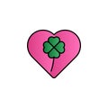 Heart, shamrock, four leaves color gradient vector icon Royalty Free Stock Photo