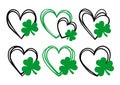 Heart Shamrock Icons Set, Saint Patrick's Day Heart, Vector Illustration Royalty Free Stock Photo