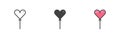 Heart shape balloon different style icon set